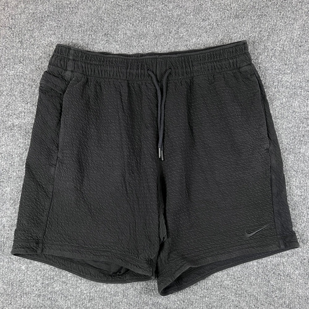 Nike Yoga Shorts Mens L Black 7" Unlined Textured Knit Stretch Dri Fit DX0926